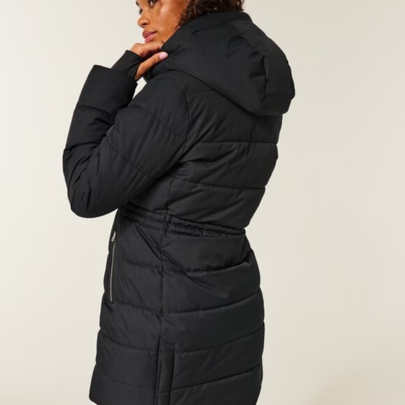 BNWT Women's Hollister Faux Fur-Lined Puffer Jacket, Black, XL - Picture 2 of 6